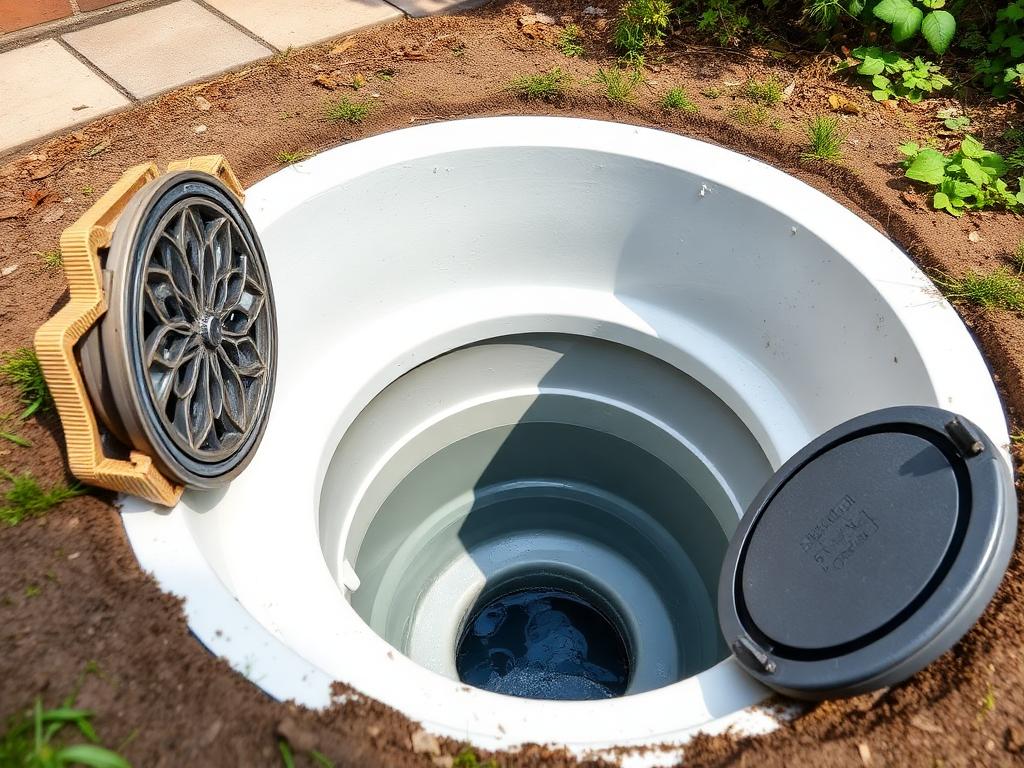 After — Domestic inspection chamber — silted & blocked