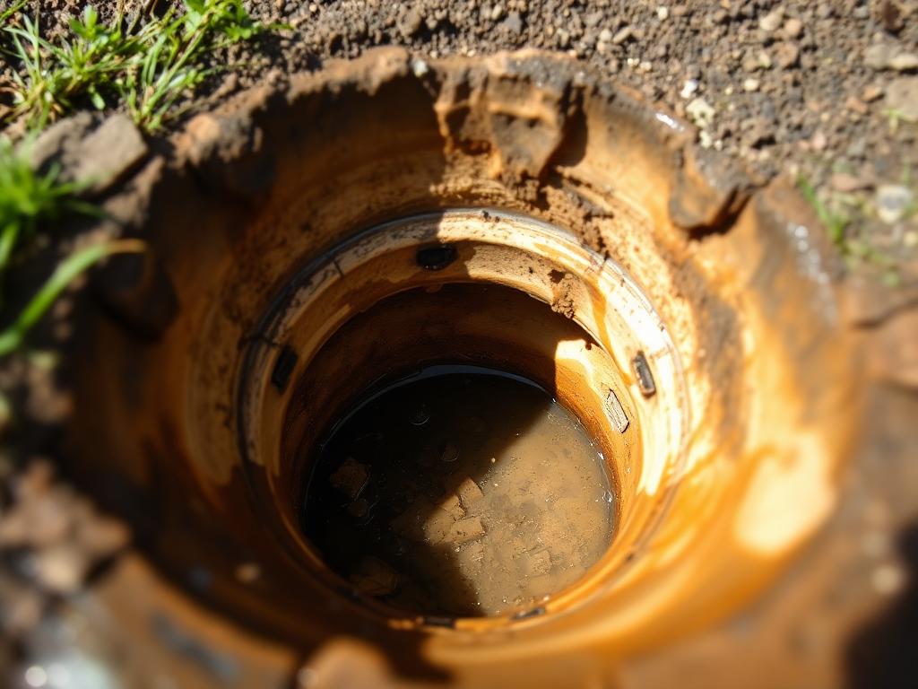 Before — Domestic inspection chamber — silted & blocked